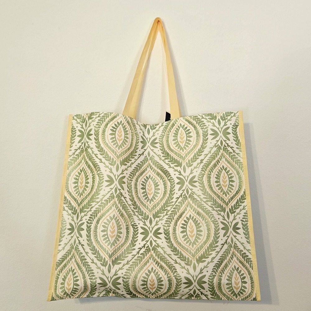 Green Ferns Botantical Leaf Leaves Garland Large Tote Bag Marshalls New Yellow